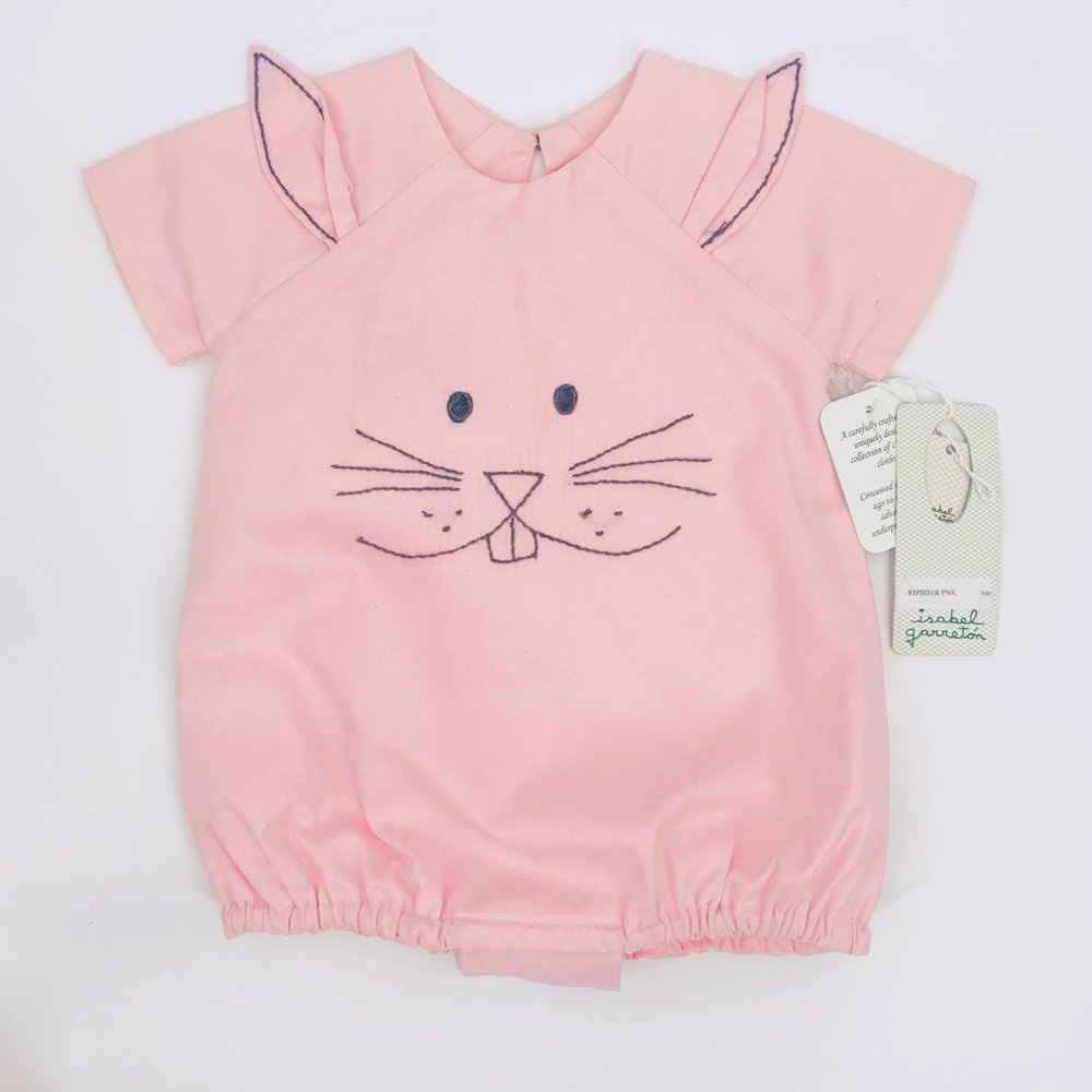 Isabel Garreton Baby Girl Pink Cotton Bunny Bubble Size 6 Months